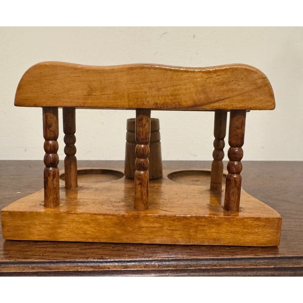 Vintage Wood Napkin Holder & Salt/Pepper Shaker Table Caddy Organizer